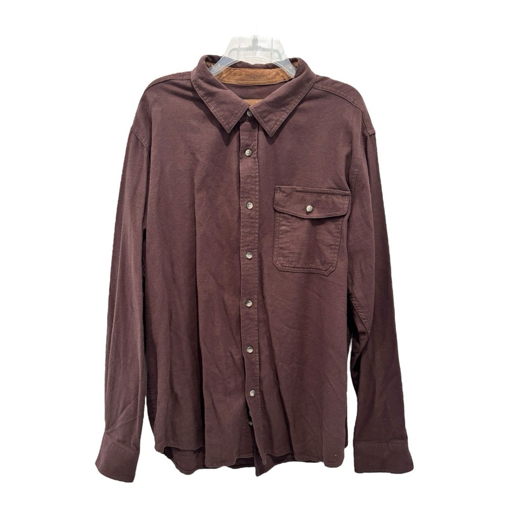 CQR Flannel Shirt Mens XL Brown 100% Cotton Outdoor‎ Workwear Classic Casual